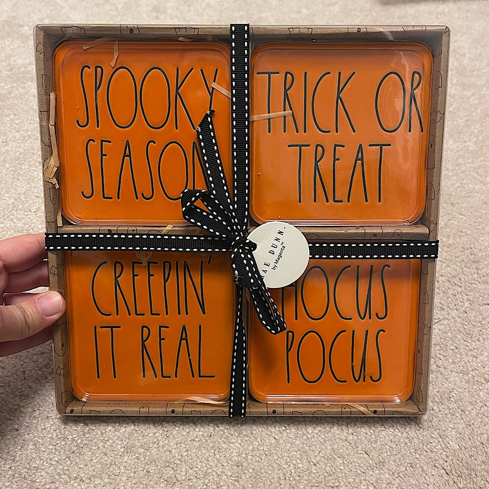 RAE DUNN - Halloween 🎃 Coaster Set - Spooky Hocus Pocus Trick or Treat - Decor